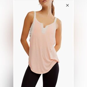 4233. FREE PEOPLE Batter Up Tank Pastel in Peach Combo Sz S NWT $68